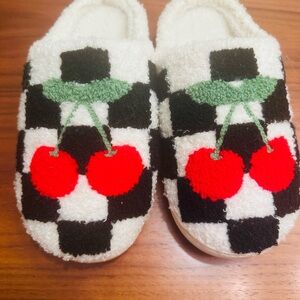 Cozy Cherry Checkered Slippers